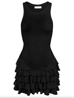 My Mum Made It Black Ruffled MINI Dress Sz M